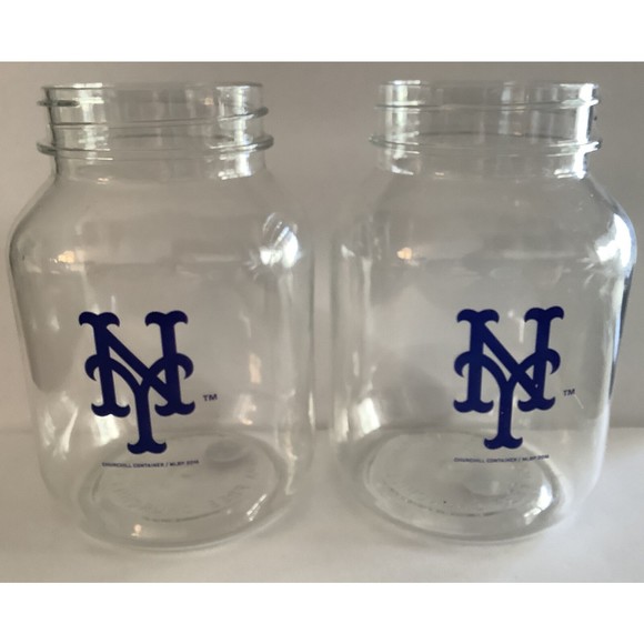 New York Mets Mason Jar Cups-Churchill Container 2016 (2) Plastic Cups - Picture 2 of 8